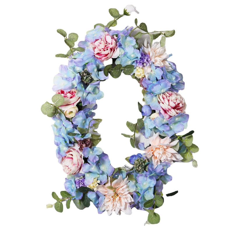 Hydrangea Peony Wreath with Eucalyptus Silk Artificial Flowers 16 Inch Oval Front Door Wall Hanging Home Decor