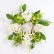 Bulk Artificial Hydrangea Wreaths with Hello Sign, Spring Front Door Decor, Farmhouse Style, Wholesale Pack