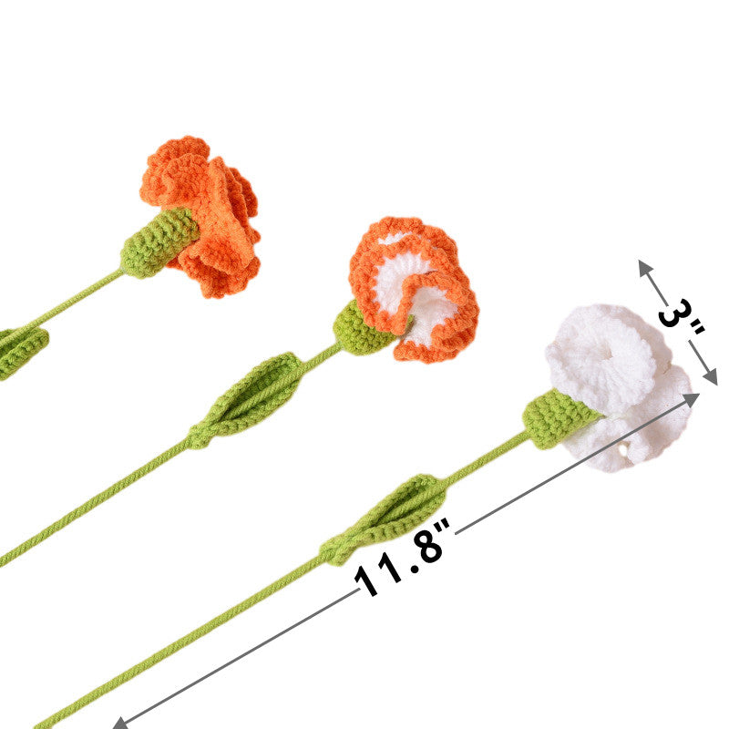 Handmade Crochet Artificial Wool Carnation Flowers, Bulk Quantity for Gift, Anniversary, Mother's Day