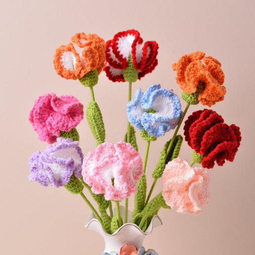 Handmade Crochet Artificial Wool Carnation Flowers, Bulk Quantity for Gift, Anniversary, Mother's Day