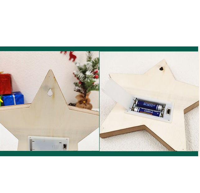 LED Star Hanging Ornaments with Hollow-out Elk and Snowman Design, Bulk Set