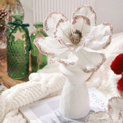 Large Burgundy Velvet Poinsettia Artificial Flower Stems 12 Inch 10 Pcs Christmas Floral Picks
