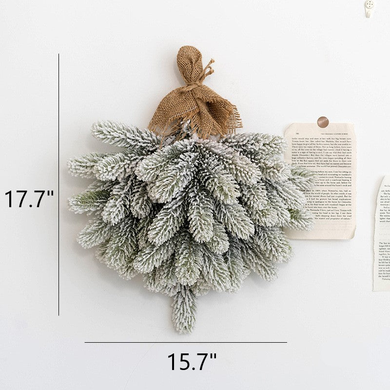 Light Up Artificial Pine Needle Bundle with LED Christmas Ball Ornament, Hanging Decoration for Door Wall Window, Bulk Set