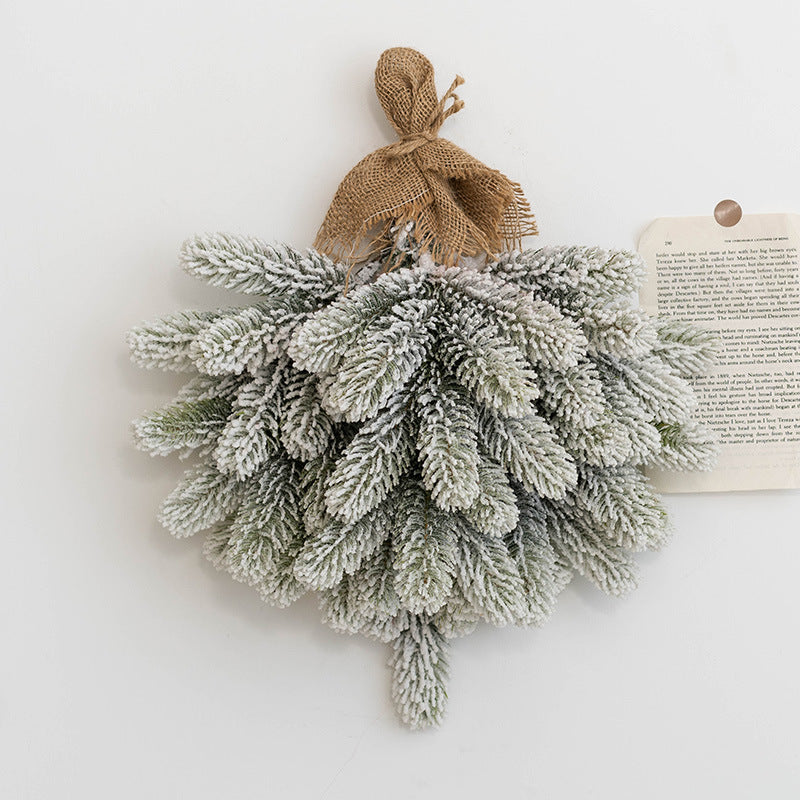 Light Up Artificial Pine Needle Bundle with LED Christmas Ball Ornament, Hanging Decoration for Door Wall Window, Bulk Set
