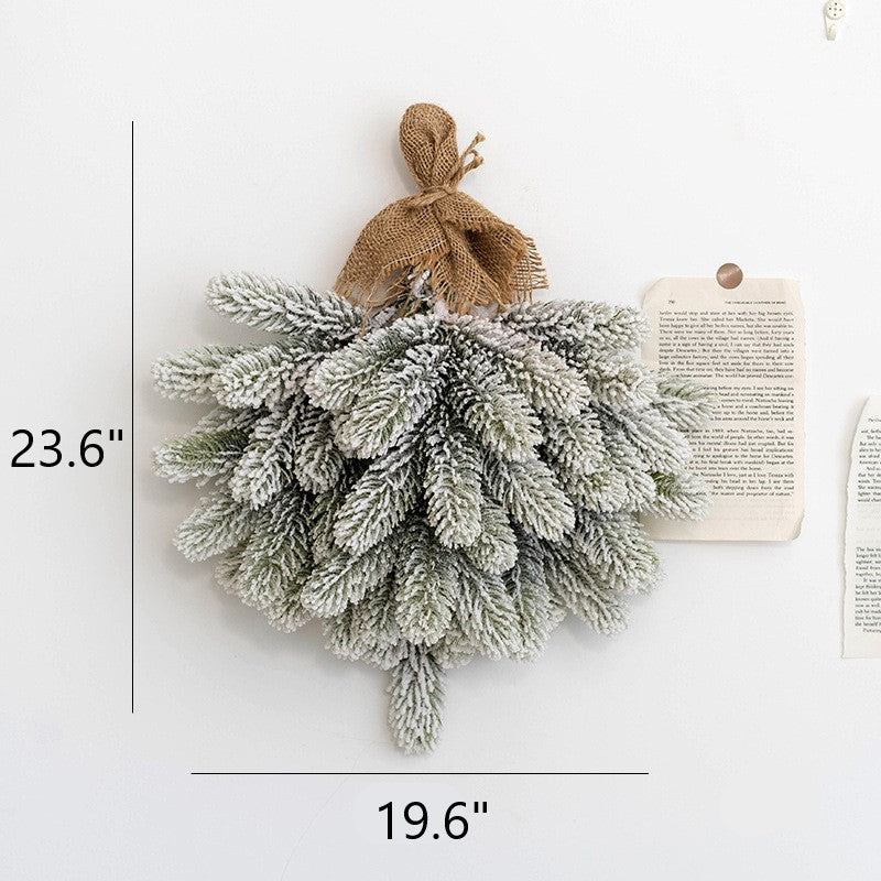 Light Up Artificial Pine Needle Bundle with LED Christmas Ball Ornament, Hanging Decoration for Door Wall Window, Bulk Set