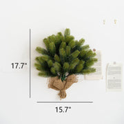 Light Up Artificial Pine Needle Bundle with LED Christmas Ball Ornament, Hanging Decoration for Door Wall Window, Bulk Set