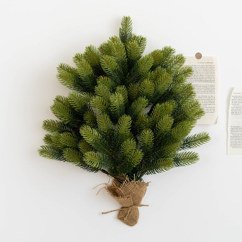 Light Up Artificial Pine Needle Bundle with LED Christmas Ball Ornament, Hanging Decoration for Door Wall Window, Bulk Set