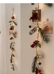 Light Up Artificial Pine Garland with Red Berry Pinecones, Hanging Vines, Christmas Holiday Decor, Bulk Quantity