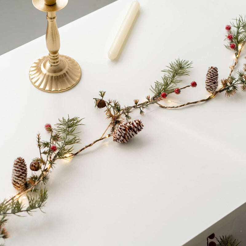 Light Up Artificial Pine Garland with Red Berry Pinecones, Hanging Vines, Christmas Holiday Decor, Bulk Quantity