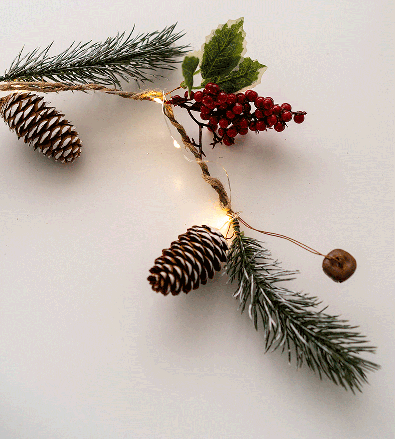Light Up Artificial Pine Garland with Red Berry Pinecones, Hanging Vines, Christmas Holiday Decor, Bulk Quantity