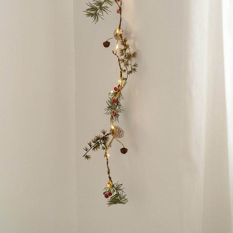 Light Up Artificial Pine Garland with Red Berry Pinecones, Hanging Vines, Christmas Holiday Decor, Bulk Quantity
