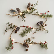 Light Up Artificial Pine Garland with Red Berry Pinecones, Hanging Vines, Christmas Holiday Decor, Bulk Quantity