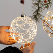 Light Up Christmas Glass Ball Ornaments 6 Pcs Glowing Hanging Pendants for Tree Window Decor