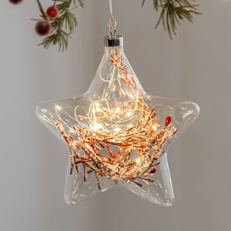 Light Up Christmas Glass Ball Ornaments 6 Pcs Glowing Hanging Pendants for Tree Window Decor