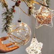 Light Up Christmas Glass Ball Ornaments 6 Pcs Glowing Hanging Pendants for Tree Window Decor
