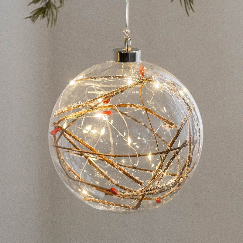 Light Up Christmas Glass Ball Ornaments 6 Pcs Glowing Hanging Pendants for Tree Window Decor