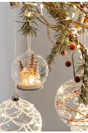 Light Up Christmas Glass Ball Ornaments 6 Pcs Glowing Hanging Pendants for Tree Window Decor