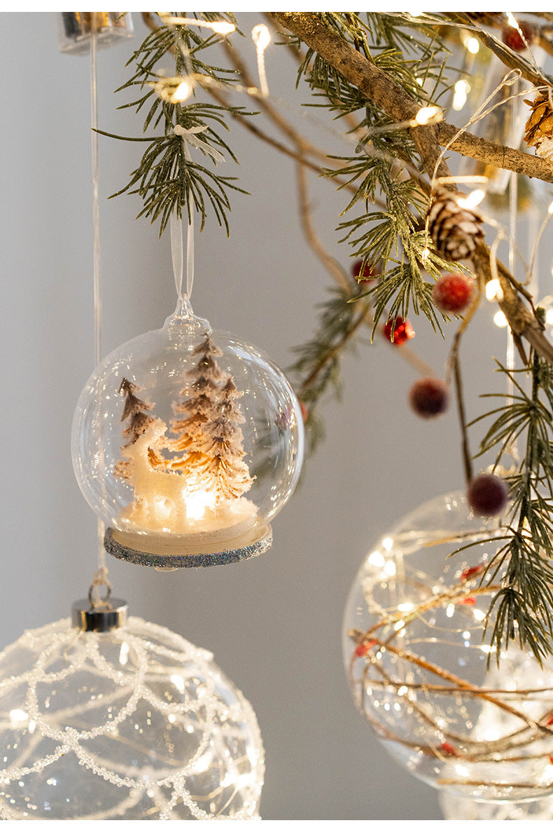 Light Up Christmas Glass Ball Ornaments 6 Pcs Glowing Hanging Pendants for Tree Window Decor