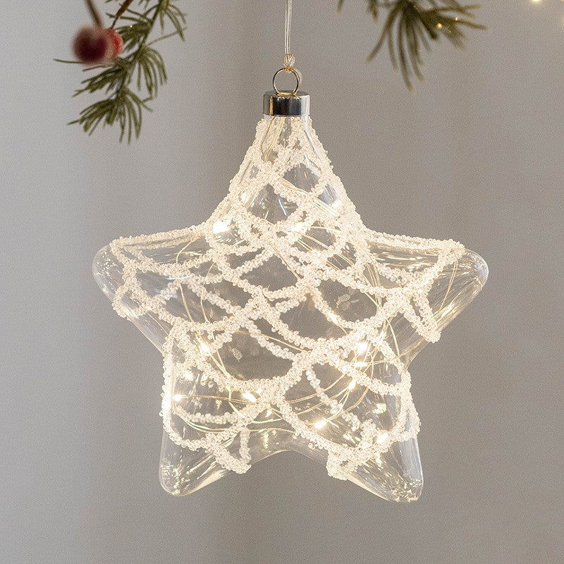 Light Up Christmas Glass Ball Ornaments 6 Pcs Glowing Hanging Pendants for Tree Window Decor