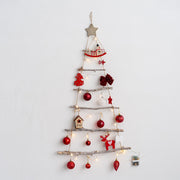 Wooden Christmas Tree Ornaments Bulk Set with Star Topper and Ladder Branch Design, Hanging Holiday Decorations