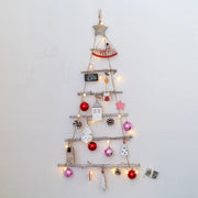 Wooden Christmas Tree Ornaments Bulk Set with Star Topper and Ladder Branch Design, Hanging Holiday Decorations