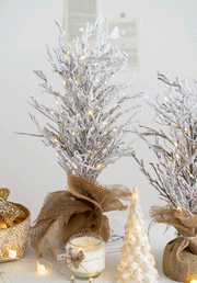 Light Up Flocked Artificial Christmas Tree Branches with LED Lights, Tabletop Centerpiece, Bulk Set