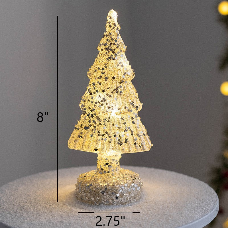 Light Up Glass Christmas Tree Tabletop Decorations Bulk Ornaments Centerpiece Holiday Decor