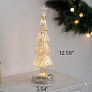 Light Up Glass Christmas Tree Tabletop Decorations Bulk Ornaments Centerpiece Holiday Decor