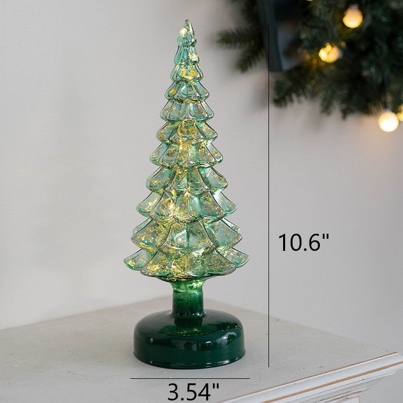 Light Up Glass Christmas Tree Tabletop Decorations Bulk Ornaments Centerpiece Holiday Decor