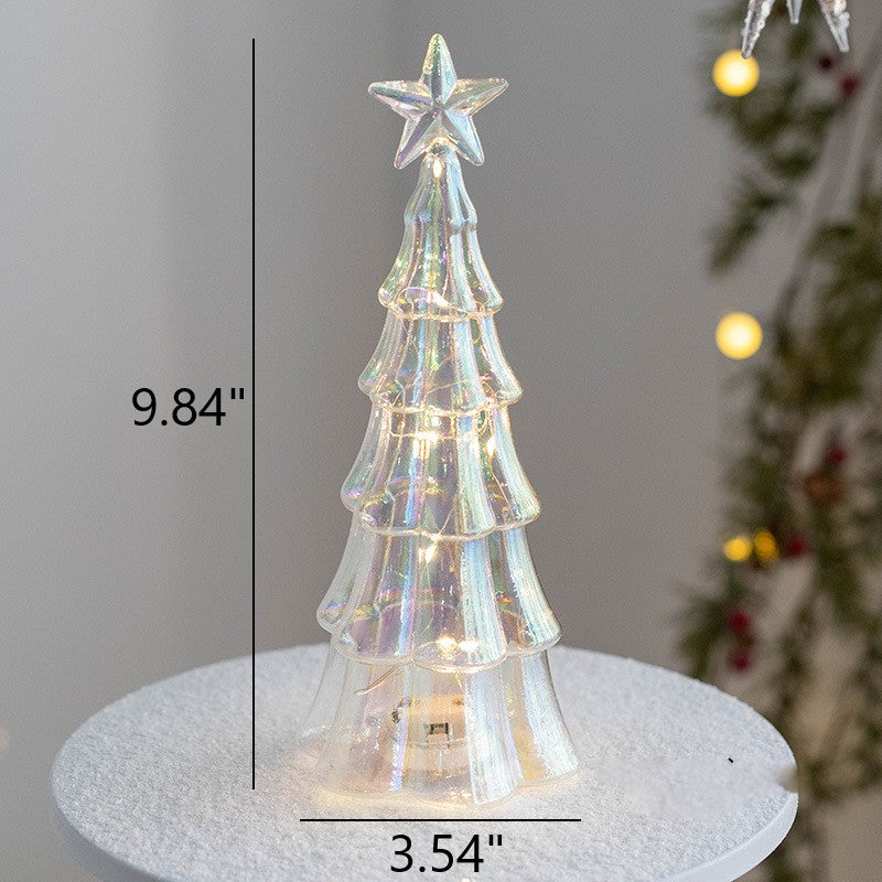 Light Up Glass Christmas Tree Tabletop Decorations Bulk Ornaments Centerpiece Holiday Decor