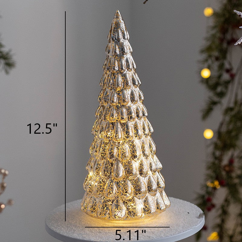 Light Up Glass Christmas Tree Tabletop Decorations Bulk Ornaments Centerpiece Holiday Decor