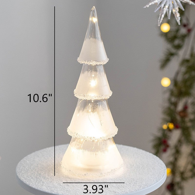 Light Up Glass Christmas Tree Tabletop Decorations Bulk Ornaments Centerpiece Holiday Decor