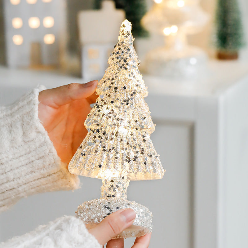 Light Up Glass Christmas Tree Tabletop Decorations Bulk Ornaments Centerpiece Holiday Decor