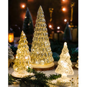 Light Up Glass Christmas Tree Tabletop Decorations Bulk Ornaments Centerpiece Holiday Decor