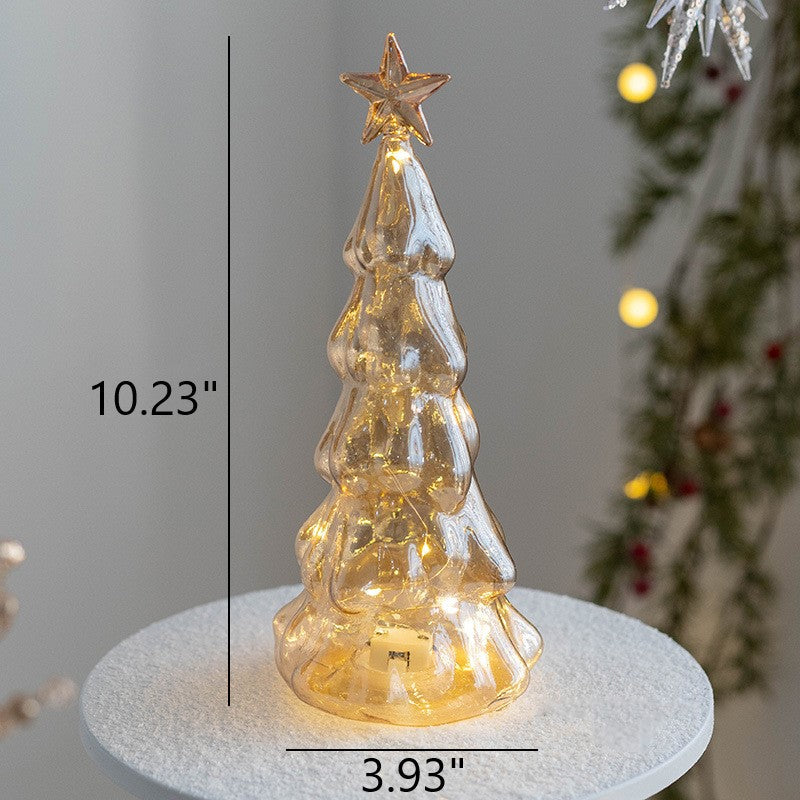 Light Up Glass Christmas Tree Tabletop Decorations Bulk Ornaments Centerpiece Holiday Decor