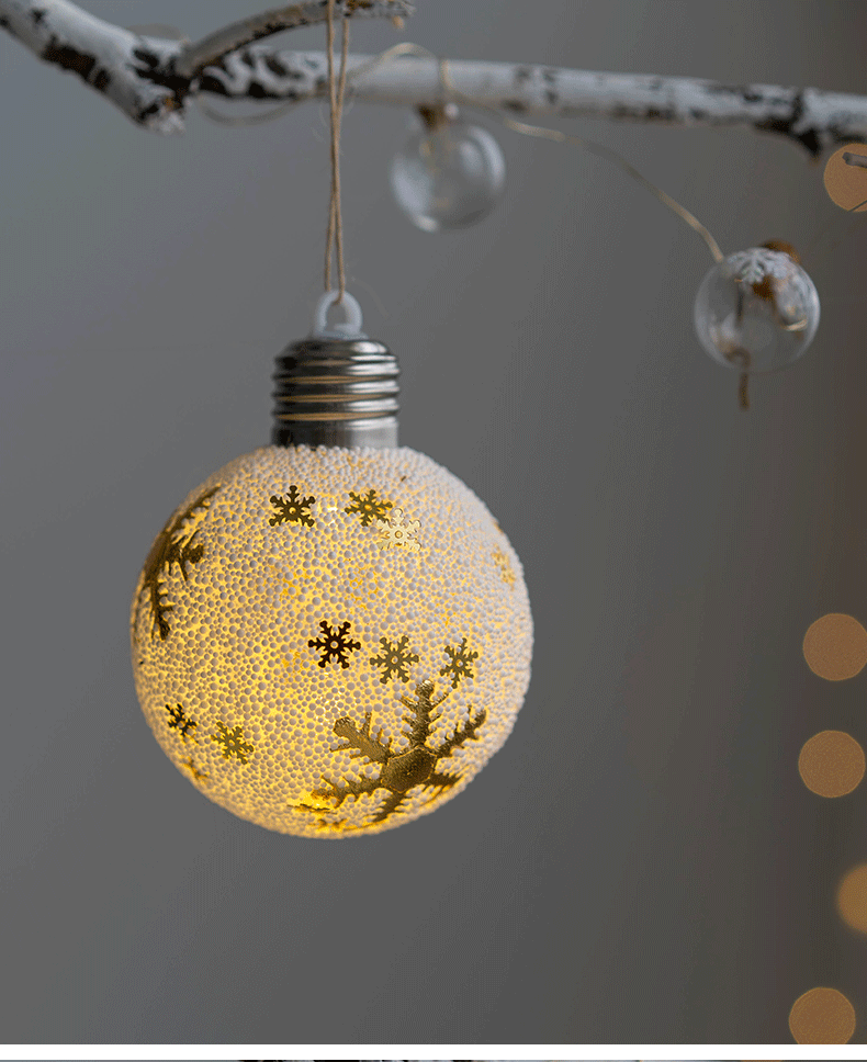 Light Up Snowflake Elf LED Christmas Ball Ornaments, 6 Pcs, Hanging Xmas Tree Decorations