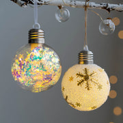 Light Up Snowflake Elf LED Christmas Ball Ornaments, 6 Pcs, Hanging Xmas Tree Decorations