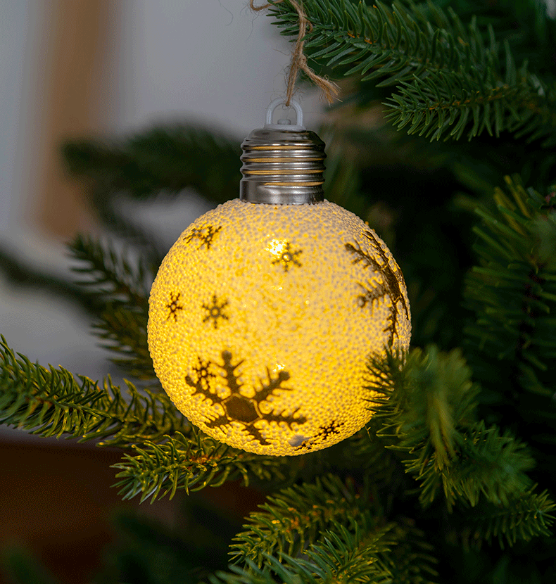 Light Up Snowflake Elf LED Christmas Ball Ornaments, 6 Pcs, Hanging Xmas Tree Decorations