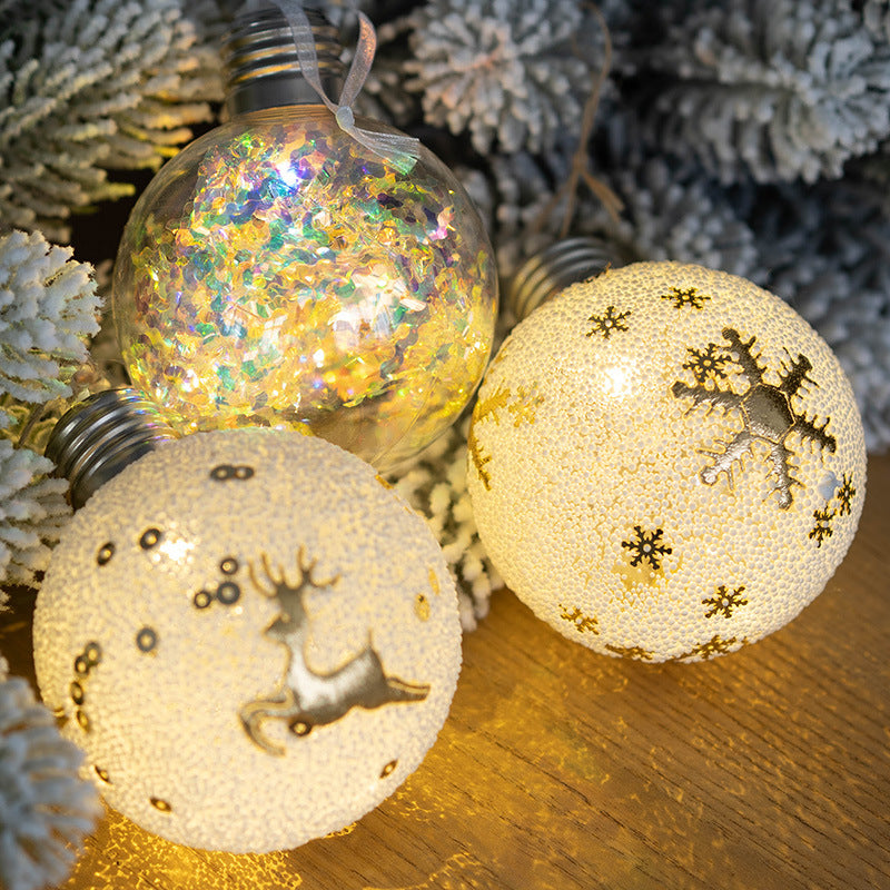 Light Up Snowflake Elf LED Christmas Ball Ornaments, 6 Pcs, Hanging Xmas Tree Decorations