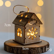 10 Pcs Light Up Wooden Snowmen Elk Snowflakes Pendants Hanging Christmas Tree Ornaments Decor