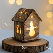 10 Pcs Light Up Wooden Snowmen Elk Snowflakes Pendants Hanging Christmas Tree Ornaments Decor