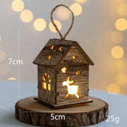 10 Pcs Light Up Wooden Snowmen Elk Snowflakes Pendants Hanging Christmas Tree Ornaments Decor