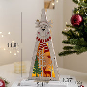 Light Up Wooden Christmas Tree Pendants with Hanging Lights, Bulk Christmas Decor Ornaments