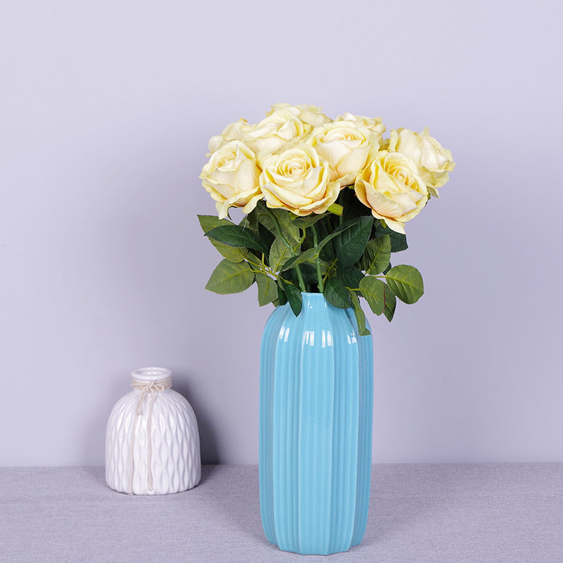 10 Pcs Artificial Silk Roses Bouquet, Bionic Flannel, for Floral Arrangement & Decor