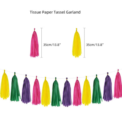 Bulk 2 Set Mardi Gras Party Supplies Props Paper Garland Latex Balloons Paper Fan Tissue Paper Tassel Garland Holiday Decor Wholesale