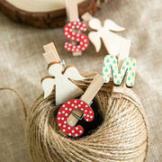 Mini Wooden Christmas Tree Photo Display Clips, 50 Pcs, Holiday Ornament Clothespins