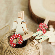 Mini Wooden Christmas Tree Photo Display Clips, 50 Pcs, Holiday Ornament Clothespins