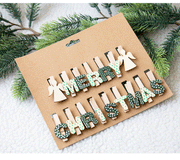 Mini Wooden Christmas Tree Photo Display Clips, 50 Pcs, Holiday Ornament Clothespins