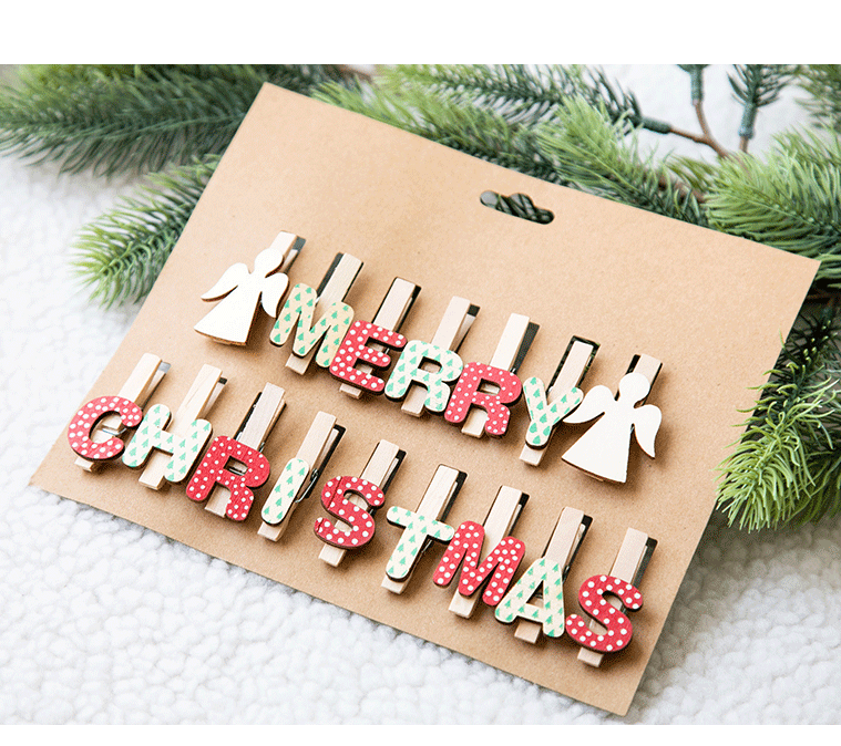 Mini Wooden Christmas Tree Photo Display Clips, 50 Pcs, Holiday Ornament Clothespins