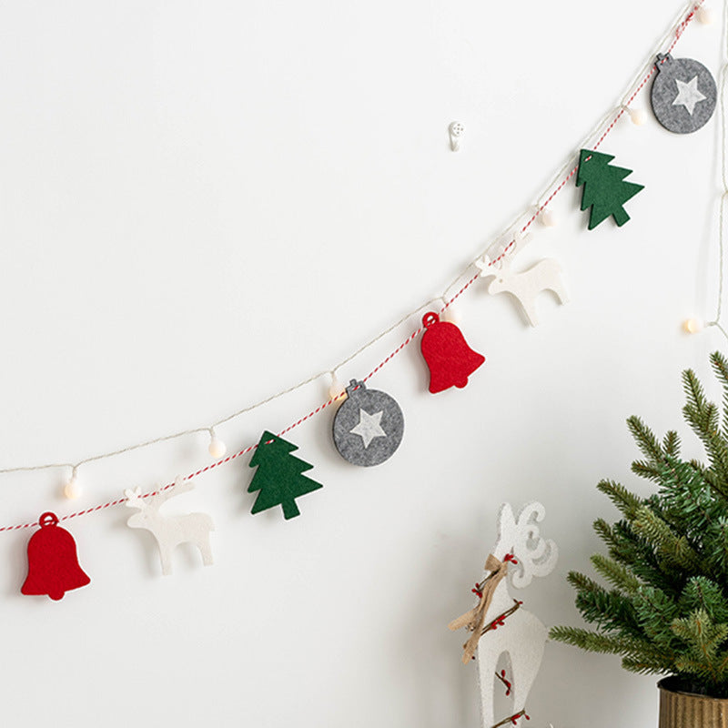 Merry Christmas Wool Felt Banner Garland 1 Set Hanging Ornaments for Fireplace Wall Decor